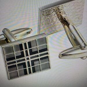 Silver and Black Geometric Cufflinks